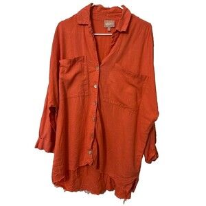 Show me your Mumu Button Down Long Sleeve Women Small Salmon Oversized Blouse